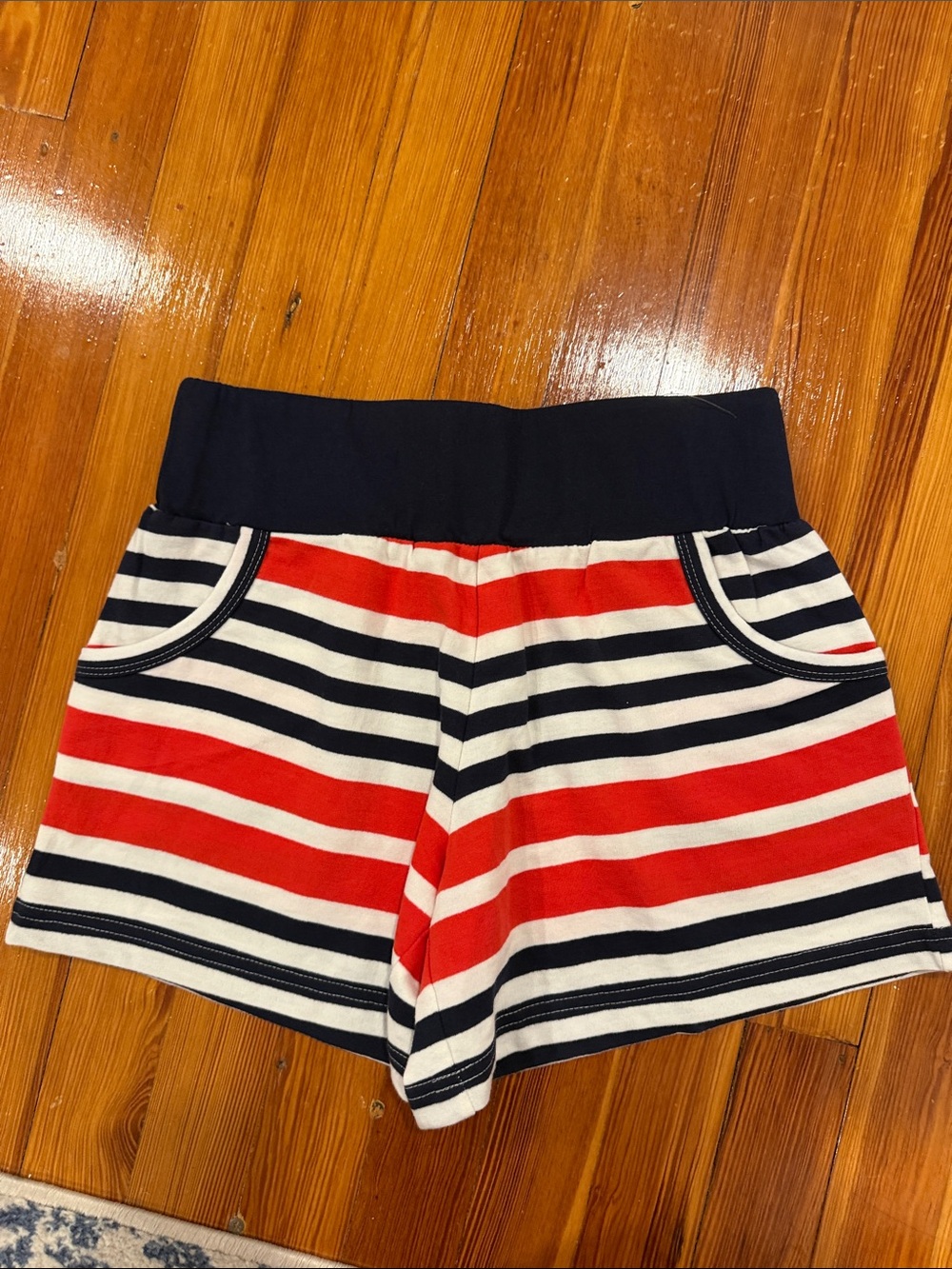 Addison Bay Red, Navy & White Striped Athletic Shorts